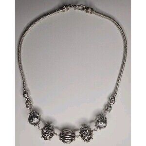 BA Suarti Vintage Sterling Silver Chunky 17 Inches Bali Style Bead Necklace 925